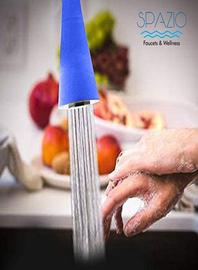 SPAZIO صنبور حوض مرن من SPAZIO Vignette Flexo SmartBuy - Flxo Play (مع خرطوم سيليكون مرن بزاوية 360 درجة ونمط تدفق مزدوج) صنبور ماء ساخن/بارد مع شفة جدارية - أزرق - Image 4